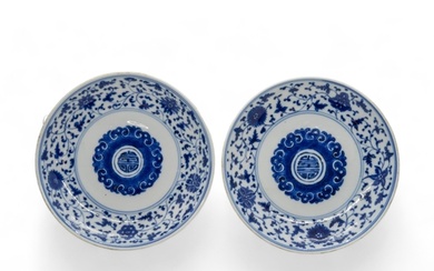A PAIR OF CHINESE BLUE AND WHITE DISHES QING DYNASTY, 18TH C...