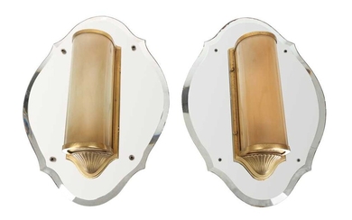 A PAIR OF MIRRORED WALL LIGHTS, MID 20TH CENTURY