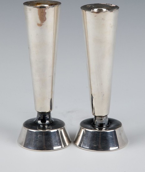 A PAIR OF STERLING SILVER CANDLESTICKS BY BIER