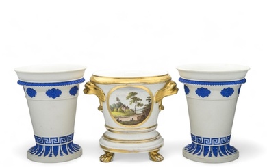 A PAIR OF WEDGWOOD BOUGH POTS 19th century, together with an...