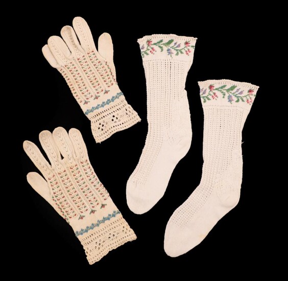 A Pair of 19th Century Knitted and Beaded Gloves for...