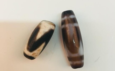 A Pair of Chinese Agate Beads