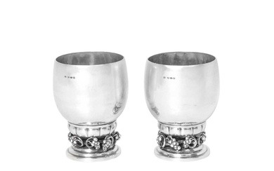 A Pair of Danish Silver Beakers, Designed by Georg Jensen by Georg Jensen Copenhagen, 1925-1932, With English Import Marks for George Stockwell, London, 1928, Model 296