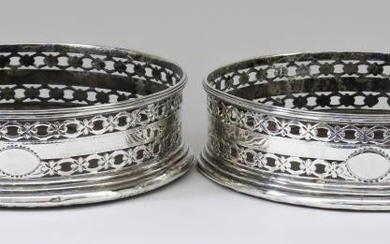 A Pair of George III Silver Circular Coasters, possibly...