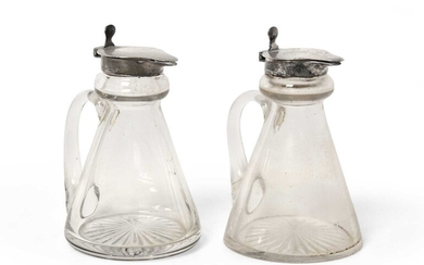A Pair of George VI Silver-Mounted Glass Whiskey-Tots by S. Blanckensee and Son Ltd., Chester, 1939