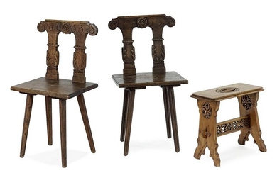 A Pair of Oak Side Chairs.