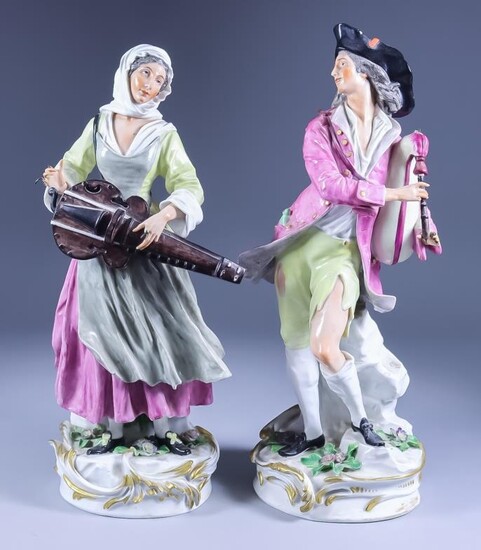 A Pair of Porcelain Figures of Musicians, 19th Century,...