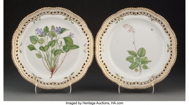 A Pair of Royal Copenhagen Flora Danica Pattern