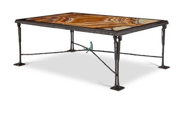 A Patinated Bronze and Alabaster Low Table, Designed by Juan Pablo Molyneux and Horacio Cordero, 20th Century