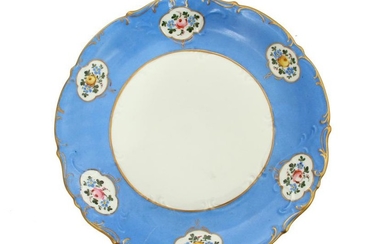 A RUSSIAN HAND-PAINTED PORCELAIN PLATE BY KORNILOV
