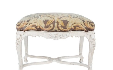 A Regence Style White-Painted Tabouret Height 20 x