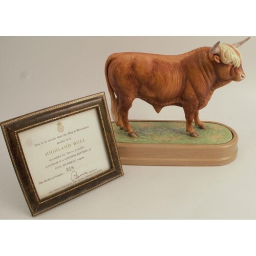 A Royal Worcester limited edition model, Highland Bull, mode...