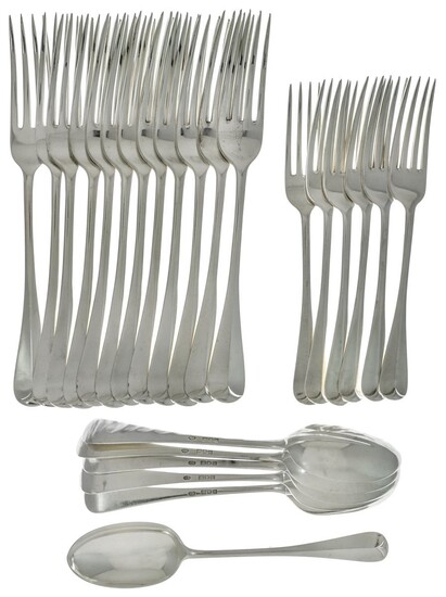 A Selection of Silver Flatware Twelve good quality dinner forks, Hallmarked for London 1904, si...