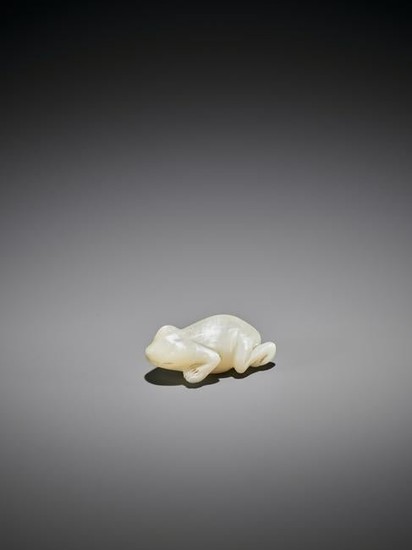 A VERY RARE MOTHER-OF-PEARL NETSUKE OF A FROG