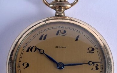A VINTAGE GOLD PLATED POCKET WATCH. 5 cm wide.