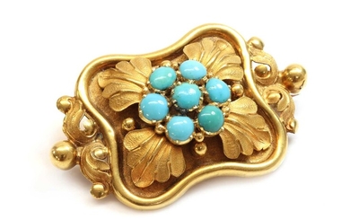 A Victorian turquoise brooch, c.1840