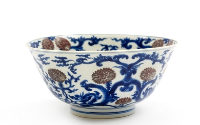 A blue and white with underglaze red bowl
