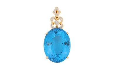 A blue topaz and diamond pendant