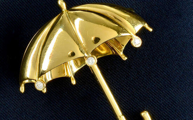 A brilliant-cut diamond umbrella brooch, by Tiffany & Co.