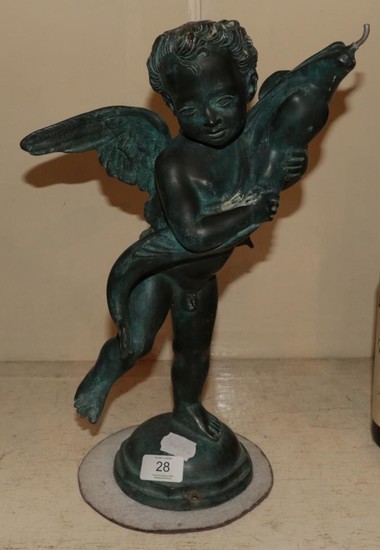 A bronze figure of a putto
