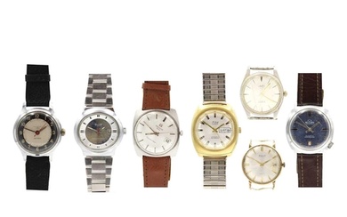 A collection of seven gentleman's mechanical wristwatches fo...