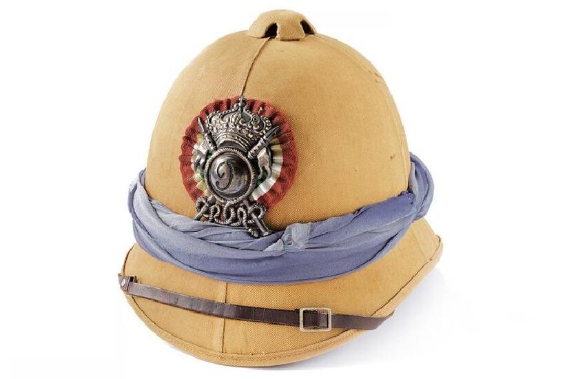 A colonial officer's helmet of the 9th lancers regiment