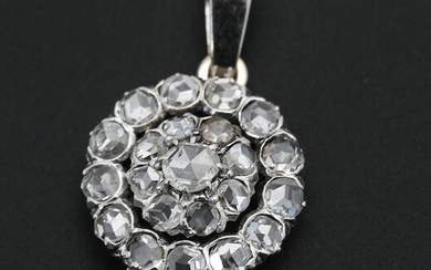 NOT SOLD. A diamond pendant set with numerous rose-cut diamonds, mounted in 18k white gold. Diam. app. 1.9 cm. L. app. 3.0 cm. – Bruun Rasmussen Auctioneers of Fine Art
