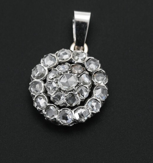 NOT SOLD. A diamond pendant set with numerous rose-cut diamonds, mounted in 18k white gold. Diam. app. 1.9 cm. L. app. 3.0 cm. – Bruun Rasmussen Auctioneers of Fine Art