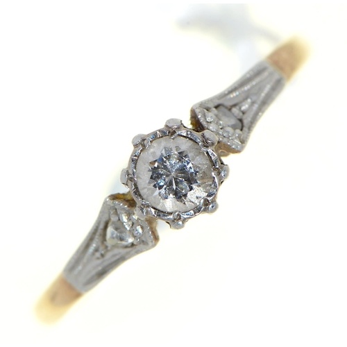 A diamond ring, in gold marked GOLD PLAT, 1.4g, size M...