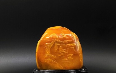 A fine and rare Chinese carved yellowish Tianhuang stone...