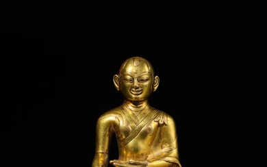 A gilt-copper alloy figure of Jigten Sumgon Rinchen Pel, Tibet, 13th century