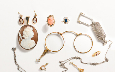 A group of Late 19th and Early 20th C. jewelry, incl. "style of"