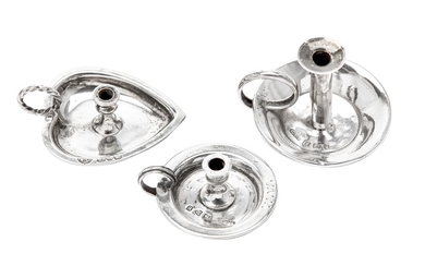 A group of three Victorian sterling silver miniature chambersticks