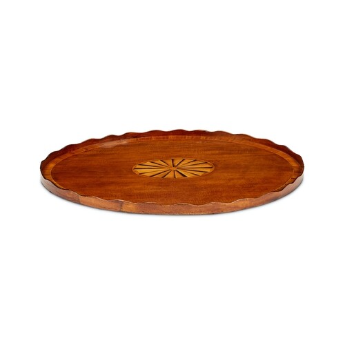 A large George III satinwood and sycamore marquetry oval tra...