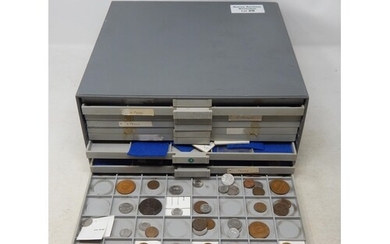 A large collection of World coins, some in Silver housed in ...