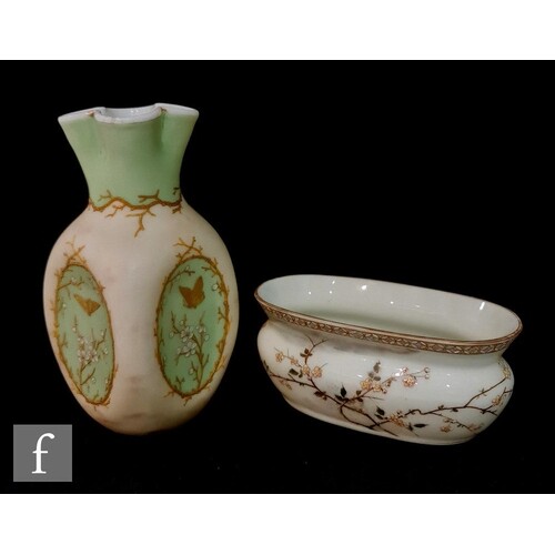 A late 19th Century Harrach opal glass vase of ovoid form wi...
