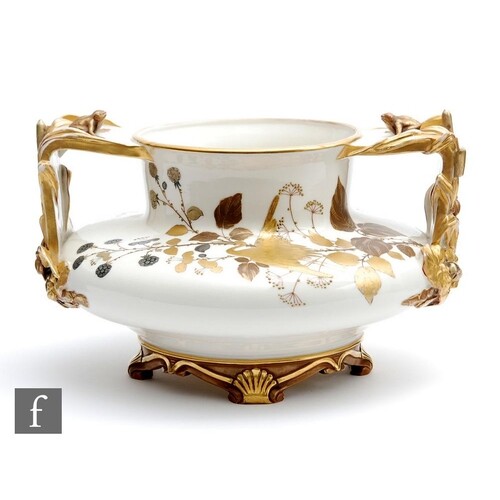 A late 19th Century Royal Worcester Aesthetic twin handled f...