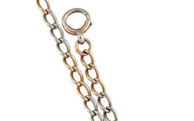 A late 19th century gold and platinum watch chain, of...