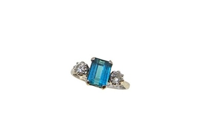 A late 20th century 18ct gold indicolite tourmaline and diamond ring