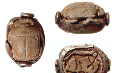 A nice Egyptian steatite scarab fit in a gold setting