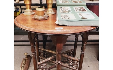 A nice oriental style folding table. 60cm diameter 62cm tall
