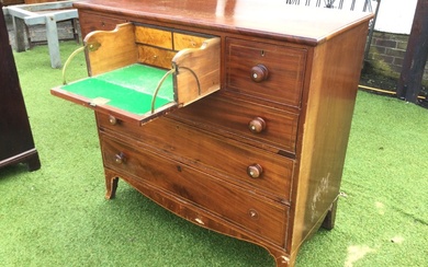 A nineteenth century mahogany secretaire chest inlaid with boxwood &...