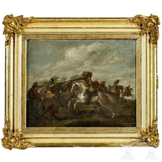 A painting of a cavalry battle in the Thirty Years'