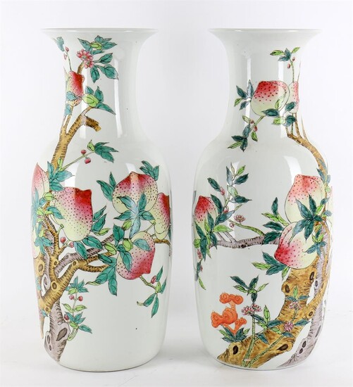 A pair of ChInese Famille Rose Peach vases