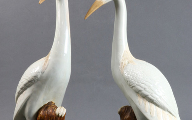 A pair of Chinese Export porcelain figures of storks