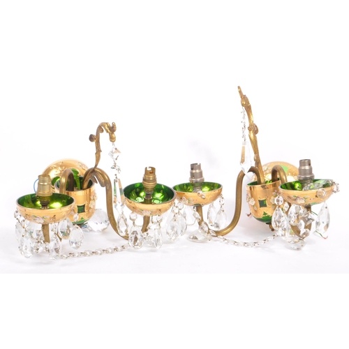 A pair of early 20th century Venetian green lustre moulded a...