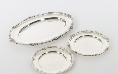 A set of 3 serving plates, nickel silver, Sweden 1900's.