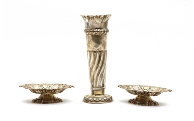 A silver trumpet vase