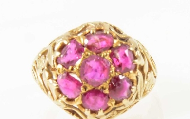 A vintage ruby cluster ring.