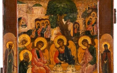 AN ICON SHOWING THE OLD TESTAMENT TRINITY Russian